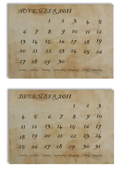 Kalender på gammalt papper — Stockfoto