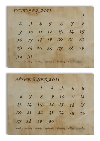 Calendário sobre papel velho — Fotografia de Stock