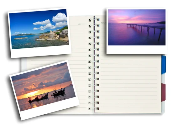 stock image Photo frames on note pad