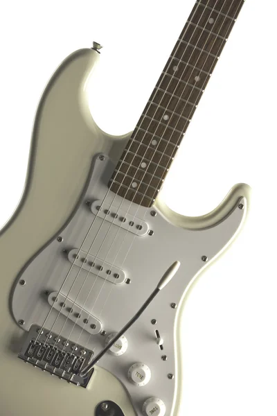 Guitarra Branca Isolada Sobre Branco — Fotografia de Stock