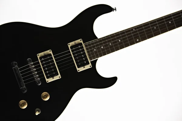 Elszigetelt fehér, fekete gitár — Stock Fotó