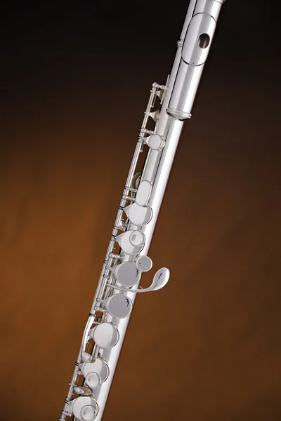 Flute Music Instrument on Gold Background — Stock Photo, Image