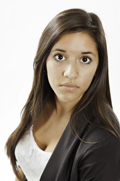 Pretty Teenage girl looking up on White — Stock Photo, Image