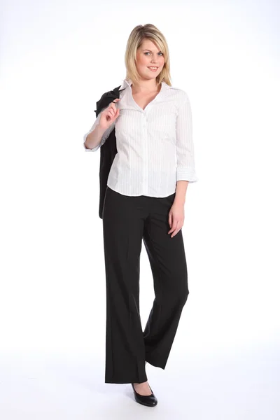 Schöne blonde Geschäftsfrau lässig im Anzug — Stockfoto