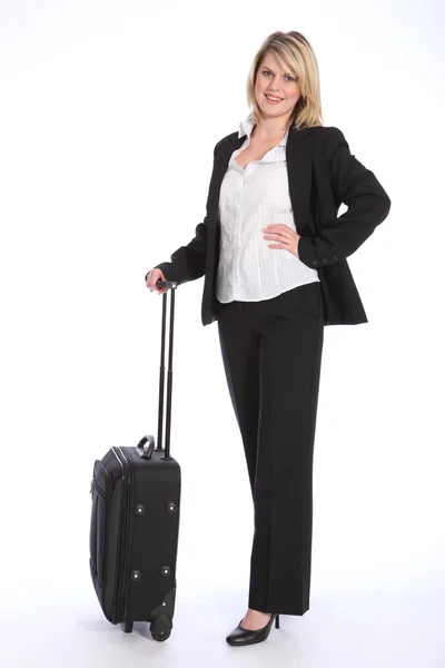 Business travel for beautiful young blonde woman — Stock Photo, Image