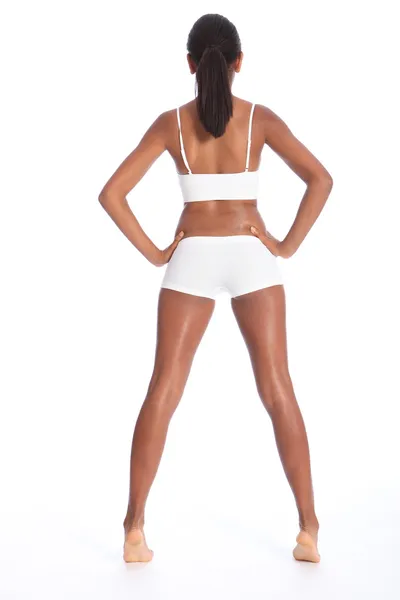 Vista posteriore della sana donna afro-americana in forma — Foto Stock