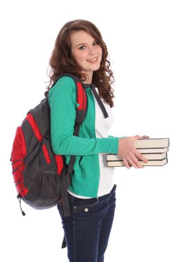 Secondary school happy teenage girl in education clipart