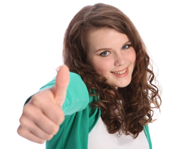 Beautiful smile of success by pretty teenager girl — Stock Photo, Image