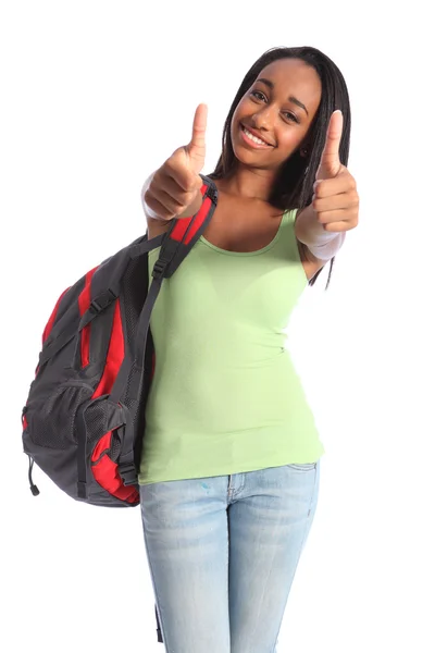 Thumbs up double success for African teenage girl — Stock Photo, Image