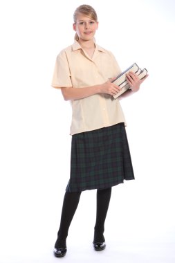 High school education time teenage girl with books clipart