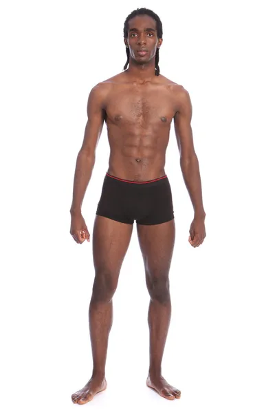 Dopasowanie zdrowe ciało przystojny młody mężczyzna czarny — Zdjęcie stockowe