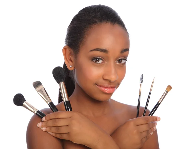 Ziemlich afrikanisch amerikanisch make up artist frau — Stockfoto
