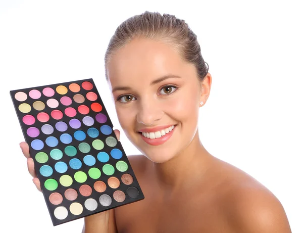 Vackra make up artist ögonskugga färgpalett — Stockfoto