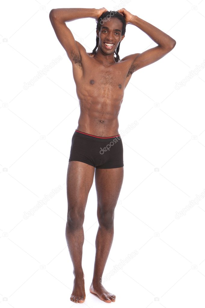 Handsome healthy body happy African American man