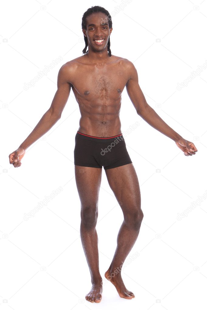 Handsome body muscles young African American man