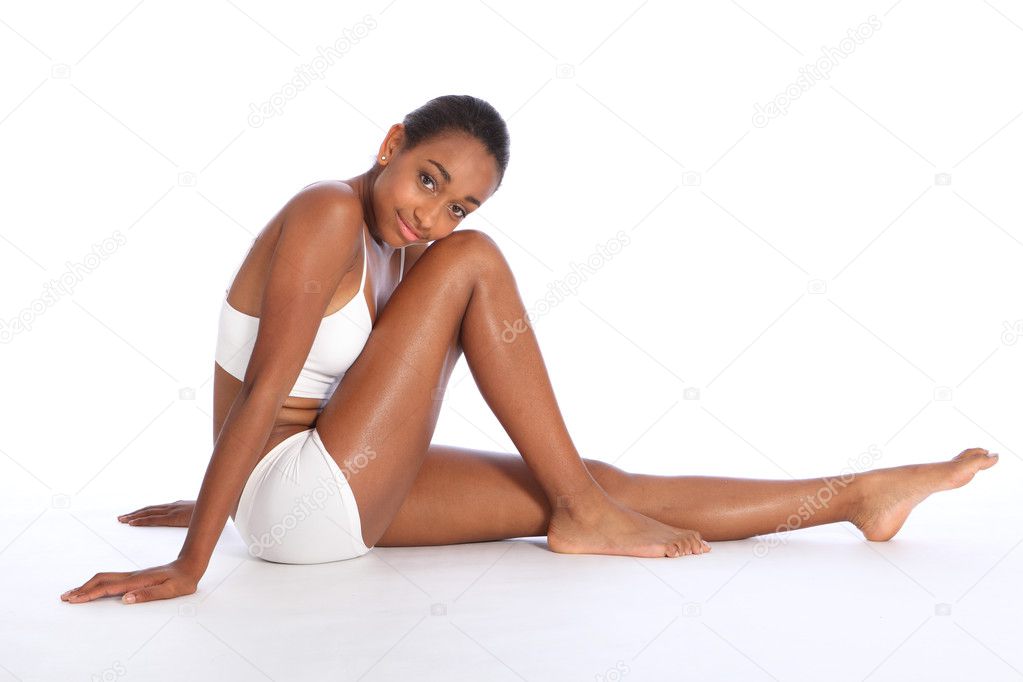 Beautiful African American woman slender body