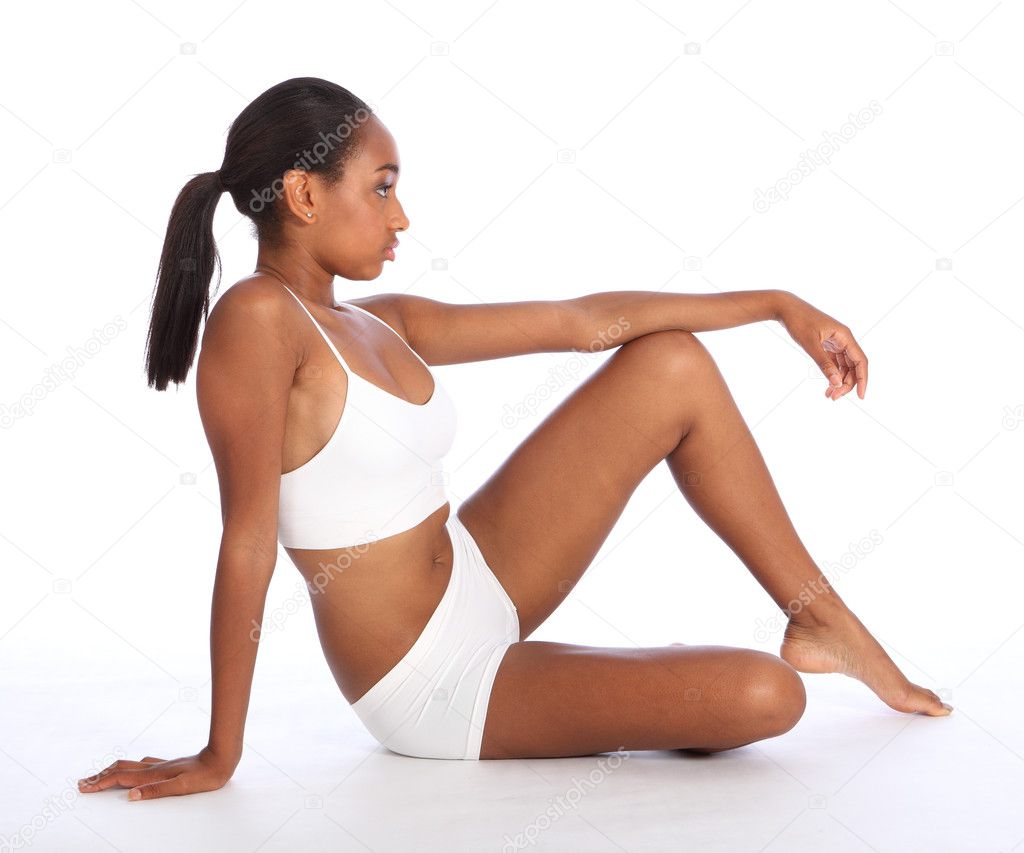 Beautiful African American woman slender body