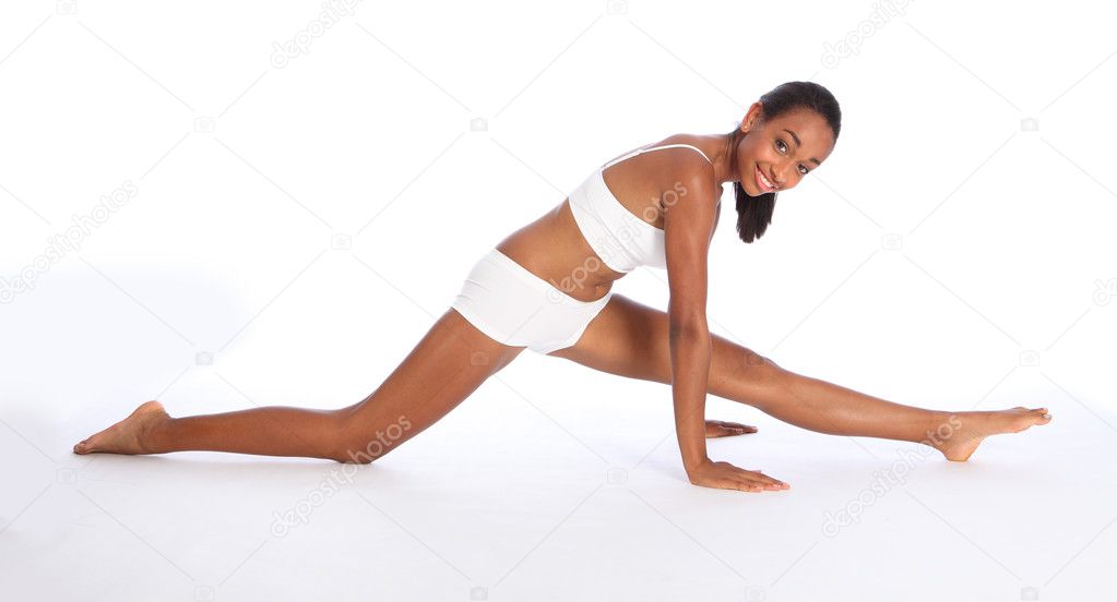 Athletic young African woman fun sports exercise