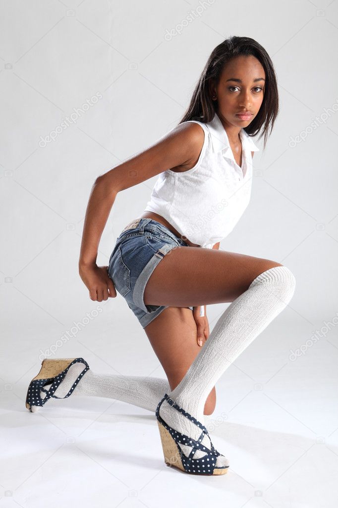 Long legs african american sexy model in shorts Stock Photo by  ©darrinahenry 7150770