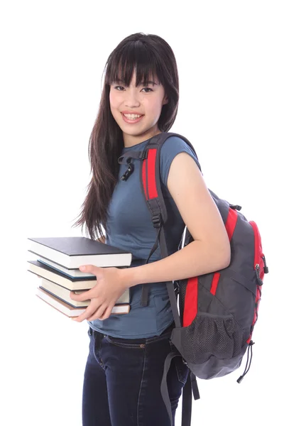 stock image Ethnic college student girl with education books