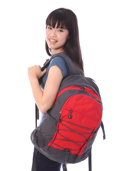 Ethnic student girl off to education class — Stock Photo, Image