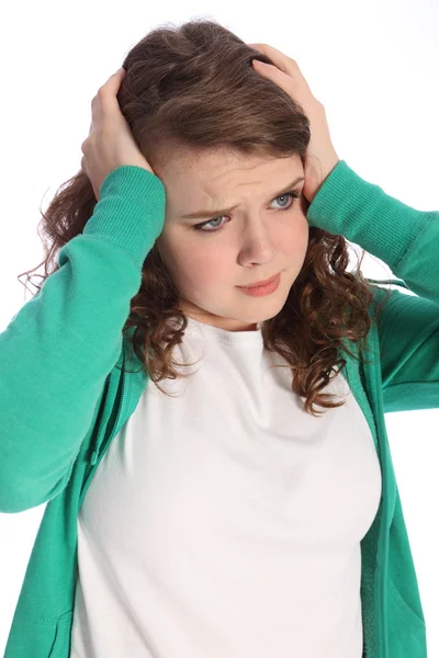 Troubled stressed teenager girl is frightened — Stock Photo, Image