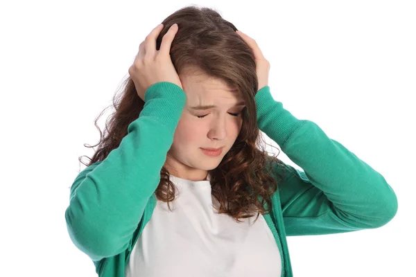 Smerter ved stresset tenåringsjente i fortvilelse – stockfoto