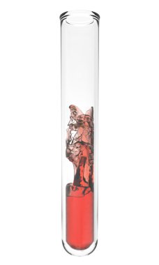 Test tube with wavy red liquid