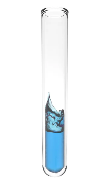 Tubo de ensayo con lubricante azul claro en el interior —  Fotos de Stock