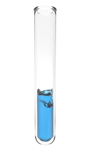 Tubo de ensayo con líquido azul ondulado en el interior —  Fotos de Stock