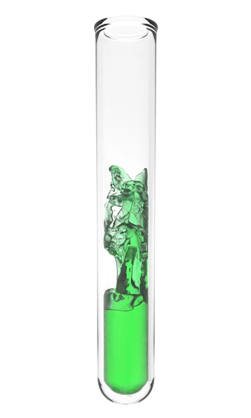 Test tube with wavy green fluid inside — Stock Photo, Image