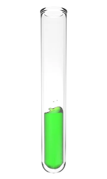 Tubo de ensayo con líquido verde ondulado en el interior —  Fotos de Stock