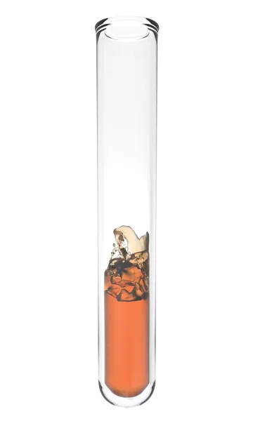 Test tube med bølgete oransje væske inni – stockfoto