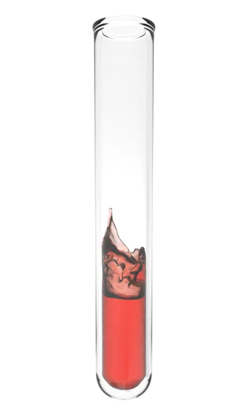 Tubo de ensayo con líquido rojo ondulado en el interior —  Fotos de Stock