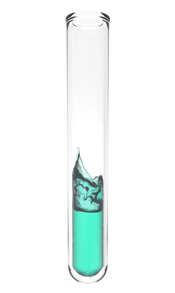 Test tube with wavy turquoise fluid — Stock Photo, Image