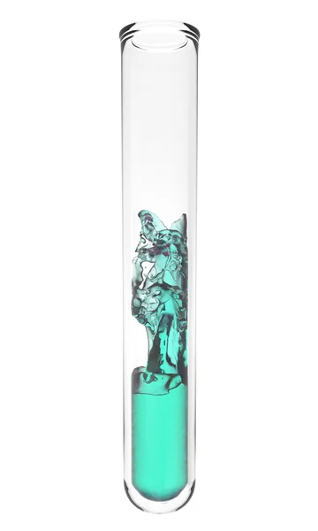 Test tube with turquoise liquid inside — Stock Photo, Image