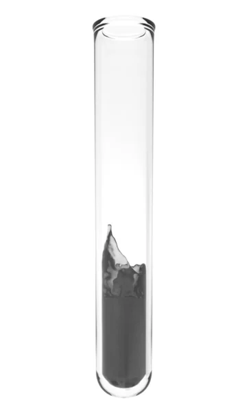 Reagenzglas mit abstrakter schwarzer Flüssigkeit im Inneren Stockbild