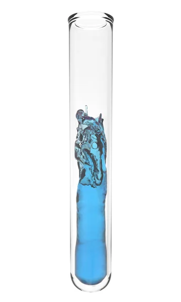 Reagenzglas mit hellblauer Flüssigkeit im Inneren lizenzfreie Stockfotos