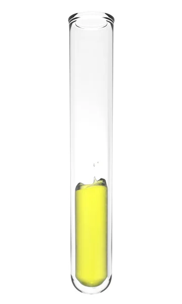 Reagenzglas mit welliger gelber Flüssigkeit im Inneren lizenzfreie Stockbilder
