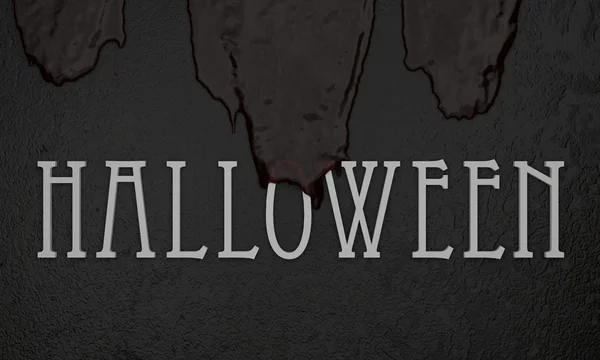 Stará krev proudí přes bílý nápis halloween — Stock fotografie