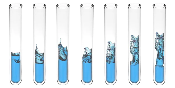 Tubo de ensayo con líquido azul ondulado en el interior — Foto de Stock