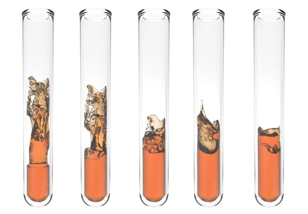Test tube med bølgete oransje væske inni – stockfoto