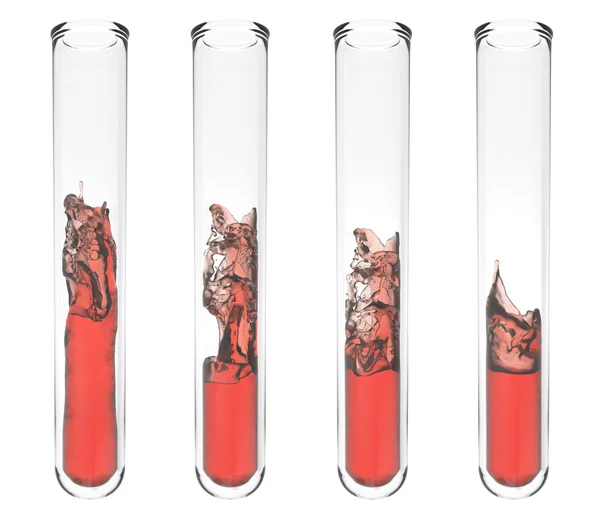 Tubo de ensayo con líquido rojo ondulado en el interior —  Fotos de Stock