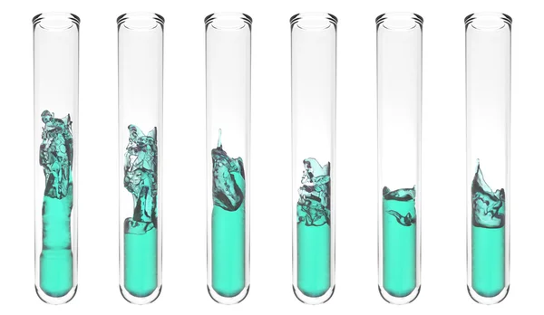 Test tube with wavy turquoise liquid inside — Stock Photo, Image