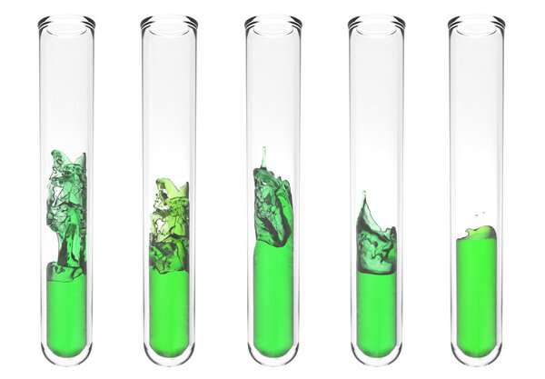 Test tube with wavy green liquid inside Royalty Free Stock Photos