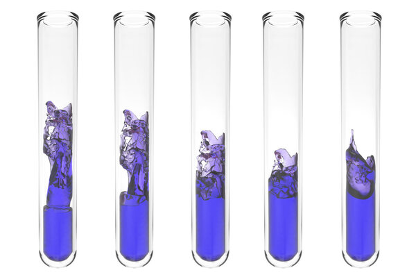 Test tube with wavy purple liquid inside Stock Photo