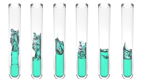 Test tube with wavy turquoise liquid inside Stock Picture