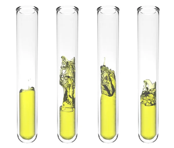 물결 모양의 노란색 액체 내부 테스트 튜브 스톡 사진