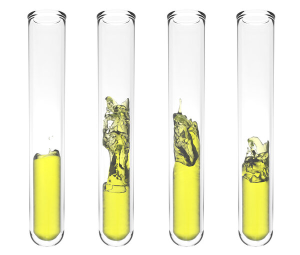 Test tube with wavy yellow liquid inside Stock Image