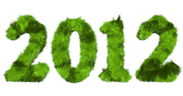 Hairy lettering 2012 in neon green Royalty Free Stock Images